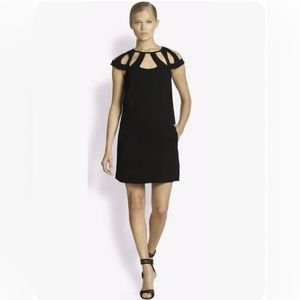 Diane Von Furstenberg Achava Black Cut Out Shoulder Shift LBD SZ 10. NWT.
